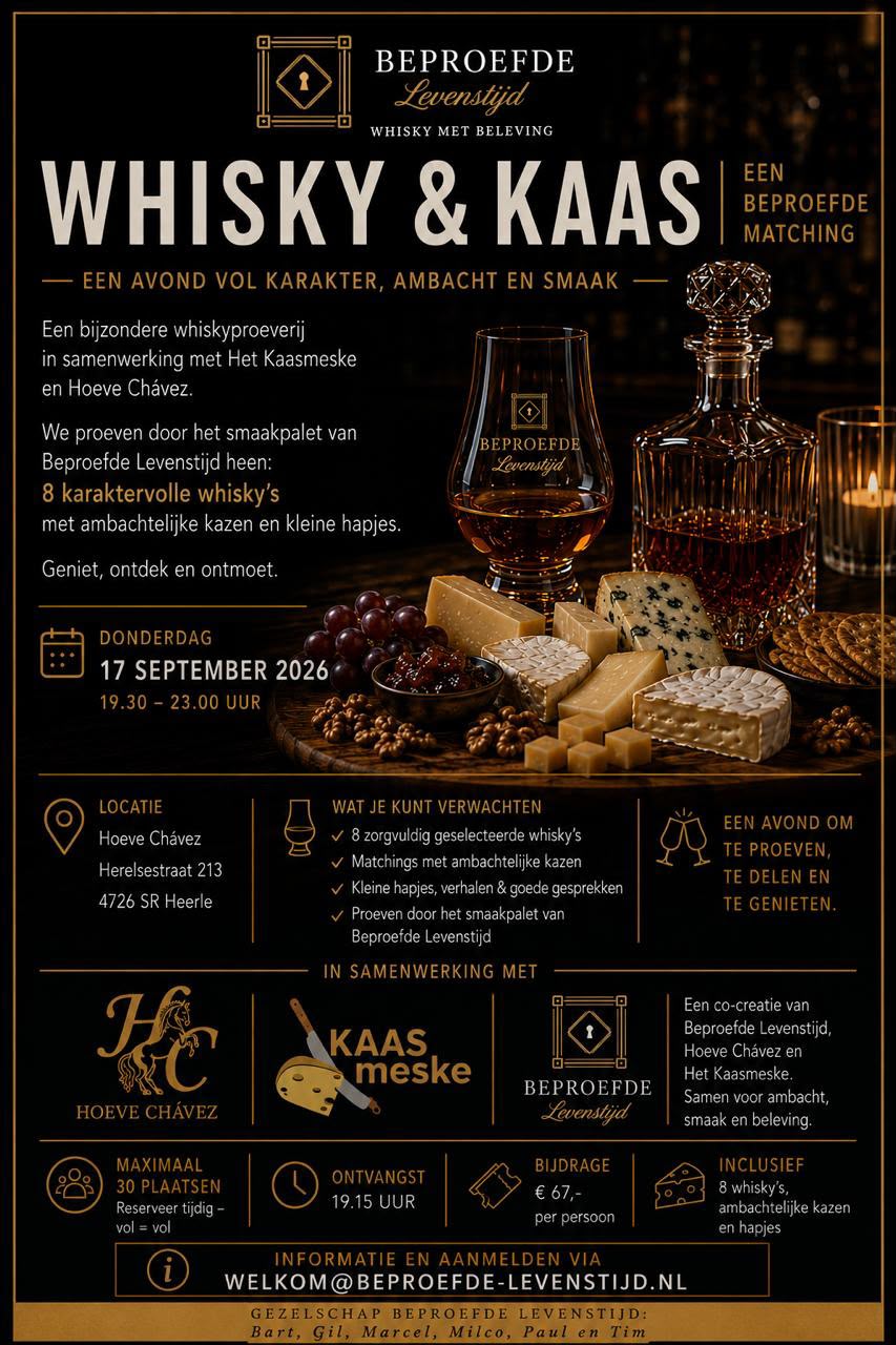 Whisky en kaas op een proefavond